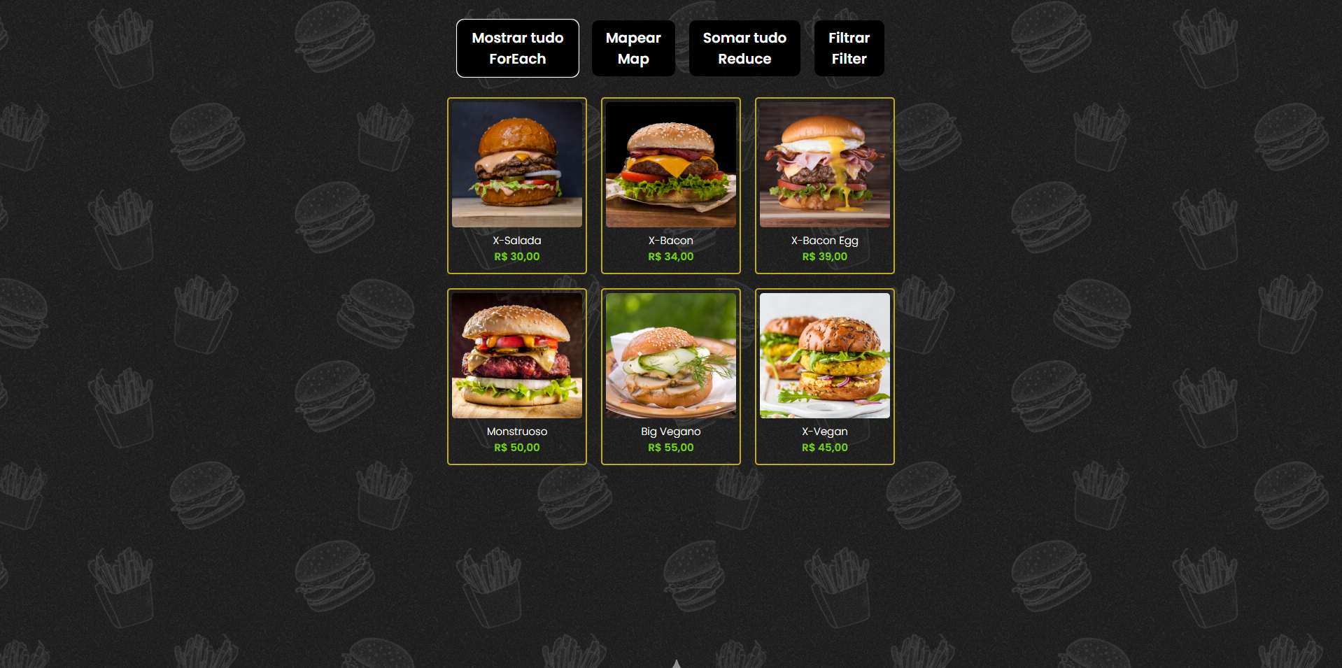 print do projeto Burger